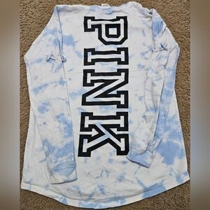 PINK Victoria's Secret Oversized Tie Dye Spellout Long Sleeved Tee